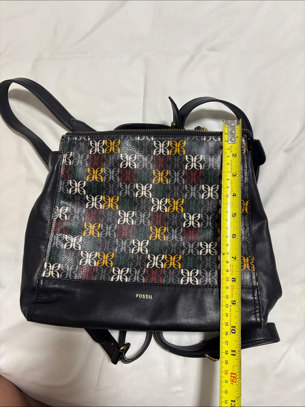 Fossil Black Shoulder Bag with Multicolor Logo Pattern - Picture 8 of 12